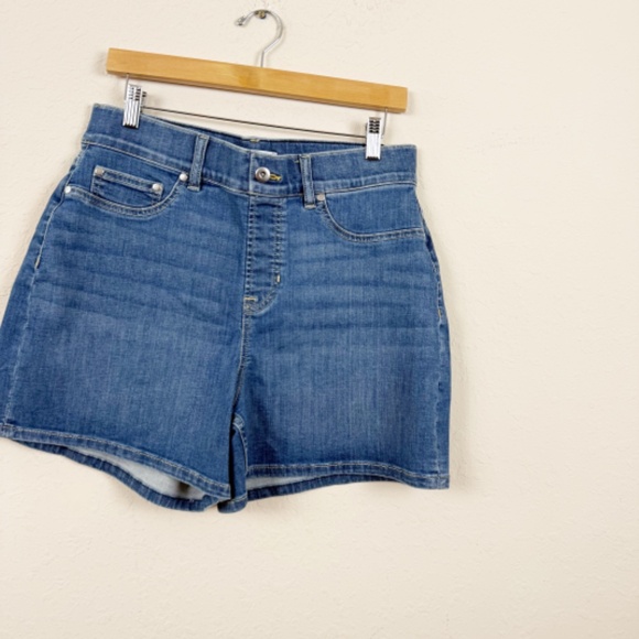Spanx Everywear Jean Shorts 5" Tummy Control Blue Size Large - Picture 2 of 5
